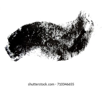 Grunge paint stripe. Vector black brush stroke or isolated paintbrush. Textured shape. 