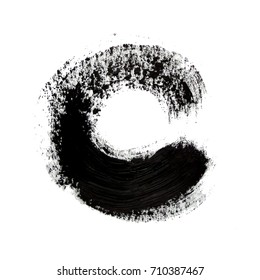 Grunge paint stripe. Vector black circle brush stroke or isolated paintbrush. Textured shape. 