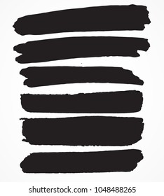 Grunge Paint stripe . Vector brush Stroke . Distressed banner . Black isolated paintbrush collection . Modern Textured shape . Dry border in Black 
