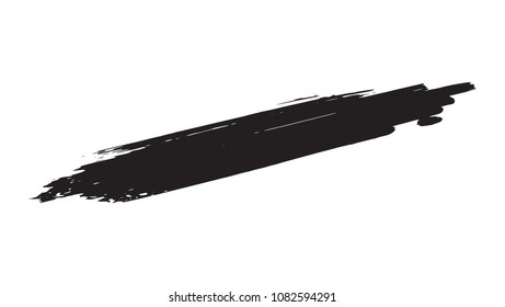 Grunge Paint stripe . Vector brush Stroke . Distressed banner . Black isolated paintbrush collection . Modern Textured shape . Dry border in Black . Bulge lines