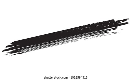 Grunge Paint stripe . Vector brush Stroke . Distressed banner . Black isolated paintbrush collection . Modern Textured shape . Dry border in Black . Bulge lines