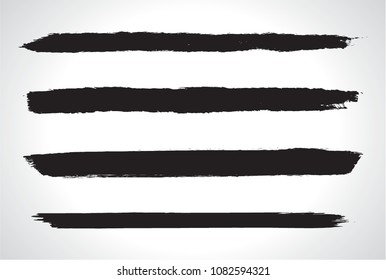 Grunge Paint stripe . Vector brush Stroke . Distressed banner . Black isolated paintbrush collection . Modern Textured shape . Dry border in Black . Bulge lines