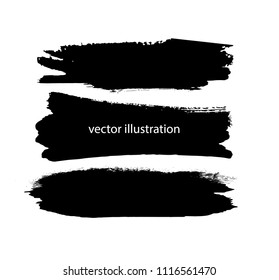 Grunge Paint stripe . Vector brush Stroke . Distressed banner . Black isolated paintbrush collection . Modern Textured shape . Dry border in Black . Bulge lines