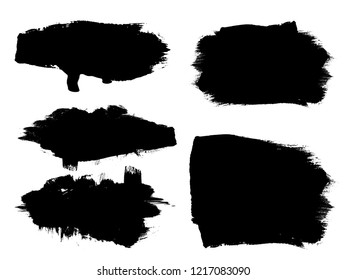 Grunge Paint stripe . Vector brush Stroke . Distressed banner . Black isolated paintbrush collection . Modern Textured shape . Dry border in Black . Bulge lines