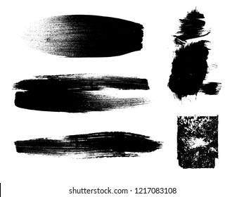 Grunge Paint stripe . Vector brush Stroke . Distressed banner . Black isolated paintbrush collection . Modern Textured shape . Dry border in Black . Bulge lines