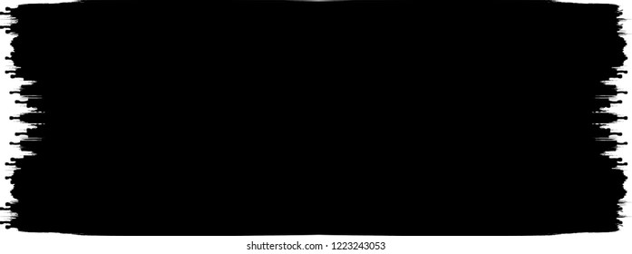 Grunge Paint stripe . Vector brush Stroke . Distressed banner . Black isolated paintbrush collection . Modern Textured shape . Dry border in Black . Bulge lines