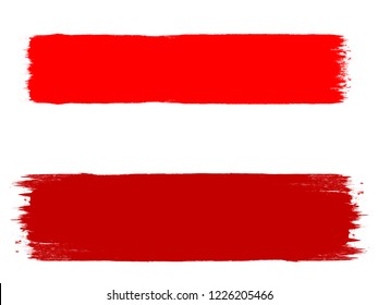Grunge Paint stripe . Vector brush Stroke . Distressed banner .  isolated paintbrush collection . Modern Textured shape . Dry border in Red . Bulge lines