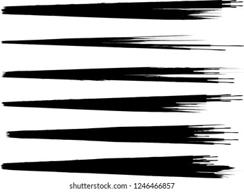 Grunge Paint stripe . Vector brush Stroke . Distressed banner . Black isolated paintbrush collection . Modern Textured shape . Dry border in Black . Bulge lines
