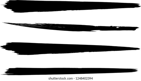 Grunge Paint stripe . Vector brush Stroke . Distressed banner . Black isolated paintbrush collection . Modern Textured shape . Dry border in Black . Bulge lines