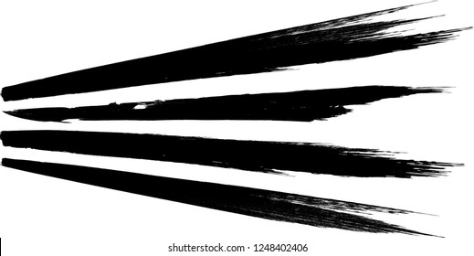 Grunge Paint stripe . Vector brush Stroke . Distressed banner . Black isolated paintbrush collection . Modern Textured shape . Dry border in Black . Bulge lines
