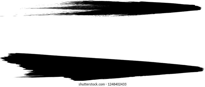 Grunge Paint stripe . Vector brush Stroke . Distressed banner . Black isolated paintbrush collection . Modern Textured shape . Dry border in Black . Bulge lines