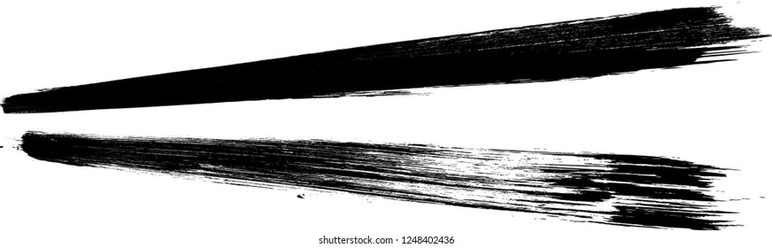 Grunge Paint stripe . Vector brush Stroke . Distressed banner . Black isolated paintbrush collection . Modern Textured shape . Dry border in Black . Bulge lines