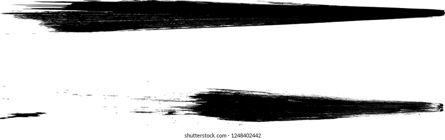 Grunge Paint stripe . Vector brush Stroke . Distressed banner . Black isolated paintbrush collection . Modern Textured shape . Dry border in Black . Bulge lines