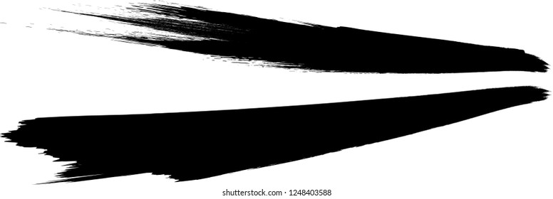 Grunge Paint stripe . Vector brush Stroke . Distressed banner . Black isolated paintbrush collection . Modern Textured shape . Dry border in Black . Bulge lines
