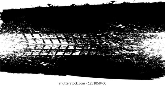 Grunge Paint stripe . Vector brush Stroke . Distressed banner . Black isolated paintbrush collection . Modern Textured shape . Dry border in Black . tire track