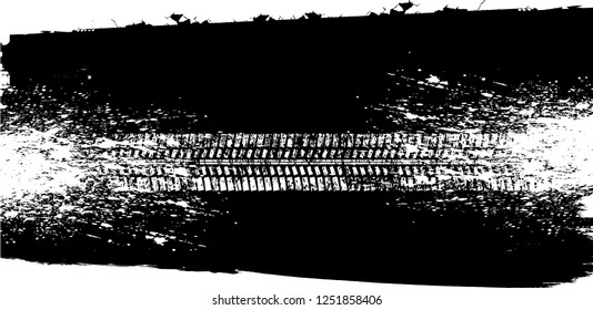 Grunge Paint stripe . Vector brush Stroke . Distressed banner . Black isolated paintbrush collection . Modern Textured shape . Dry border in Black . tire track