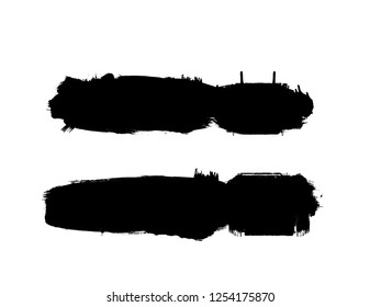 Grunge Paint stripe . Vector brush Stroke . Distressed banner . Black isolated paintbrush collection . Modern Textured shape . Dry border in Black . Bulge lines