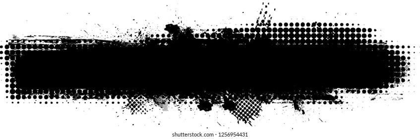 Grunge Paint stripe . Vector brush Stroke . Distressed banner . Black isolated paintbrush collection . Modern Textured shape . Dry border in Black . Bulge lines