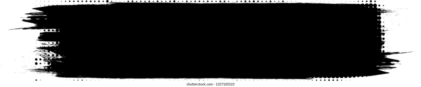 Grunge Paint stripe . Vector brush Stroke . Distressed banner . Black isolated paintbrush collection . Modern Textured shape . Dry border in Black . Bulge lines
