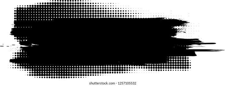 Grunge Paint stripe . Vector brush Stroke . Distressed banner . Black isolated paintbrush collection . Modern Textured shape . Dry border in Black . Bulge lines