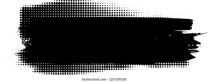 Grunge Paint stripe . Vector brush Stroke . Distressed banner . Black isolated paintbrush collection . Modern Textured shape . Dry border in Black . Bulge lines