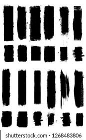 Tapa de pintura Grunge . Trazo de pincel vectorial . Cartel perturbado . Colección de pincel aislado negro . Forma texturada moderna . Borde seco en negro. Líneas masivas