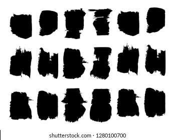 Grunge Paint stripe . Vector brush Stroke . Distressed banner . Black isolated paintbrush collection . Modern Textured shape . Dry border in Black . Bulge lines