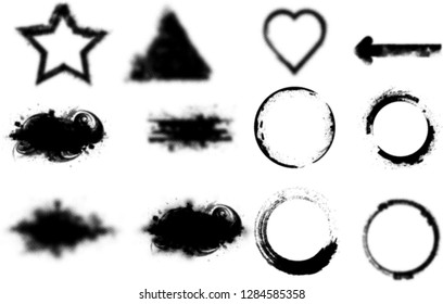 Grunge Paint stripe . Vector brush Stroke . Distressed banner . Black isolated paintbrush collection . Modern Textured shape . Dry border in Black . 