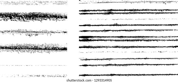 Grunge Paint stripe . Vector brush Stroke . Distressed banner . Black isolated paintbrush collection . Modern Textured shape . Dry border in Black . Straight lines