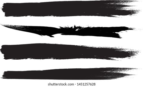 Grunge Paint stripe . Vector brush Stroke . Distressed banner . Black isolated paintbrush collection . Modern Textured shape . Dry border in Black 