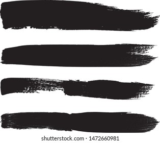 Grunge Paint stripe . Vector brush Stroke . Distressed banner . Black isolated paintbrush collection . Modern Textured shape . Dry border in Black . 