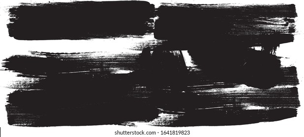Grunge Paint stripe . Vector brush Stroke . Distressed banner . Black isolated paintbrush collection . Modern Textured shape . Dry border in Black . 