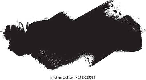 Banda de pintura Grunge. Paro de pincel de vectores. Cartel perturbado. Colección de pincel aislado negro. Forma texturada moderna . Borde seco en negro 