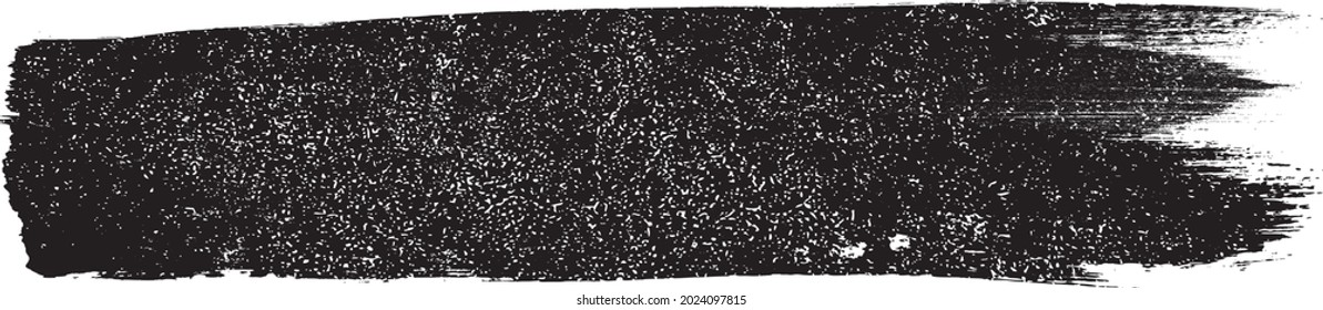 Banda de pintura Grunge. Paro de pincel de vectores. Cartel perturbado. Colección de pincel aislado negro. Forma texturada moderna . Borde seco en negro 
