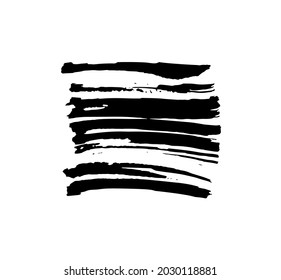 farbiger Streifen. Vektorpinsel Schlaganfall. Störendes Banner. Schwarze, isolierte Malpinselsammlung. Moderne Texturierte Form. Trockene Grenze auf Schwarz