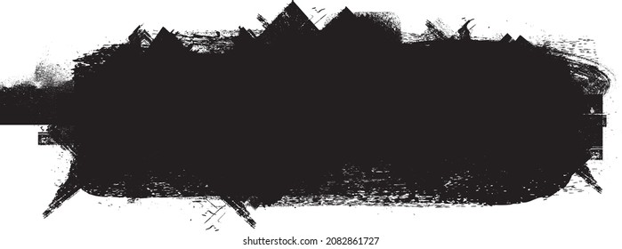 Grunge Paint stripe . Vector brush Stroke . Distressed banner . Black isolated paintbrush collection . Modern Textured shape . Dry border in Black . 