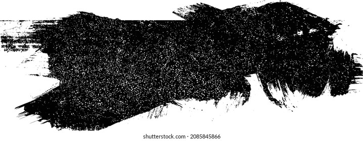 Banda de pintura Grunge. Paro de pincel de vectores. Cartel perturbado. Colección de pincel aislado negro. Forma texturada moderna . Borde seco en negro. 