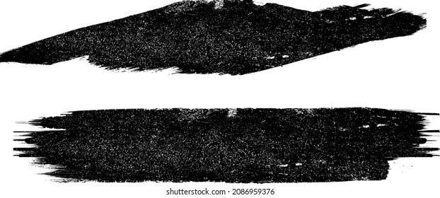 Grunge Paint stripe . Vector brush Stroke . Distressed banner . Black isolated paintbrush collection . Modern Textured shape . Dry border in Black . 