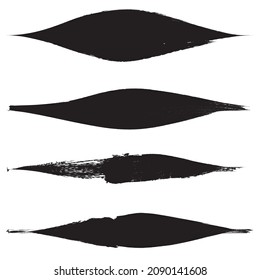 Banda de pintura Grunge. Paro de pincel de vectores. Cartel perturbado. Colección de pincel aislado negro. Forma texturada moderna . Borde seco en negro