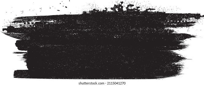 Banda de pintura Grunge. Paro de pincel de vectores. Cartel perturbado. Colección de pincel aislado negro. Forma texturada moderna . Borde seco en negro 
