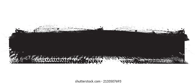 Banda de pintura Grunge. Paro de pincel de vectores. Cartel perturbado. Colección de pincel aislado negro. Forma texturada moderna . Borde seco en negro