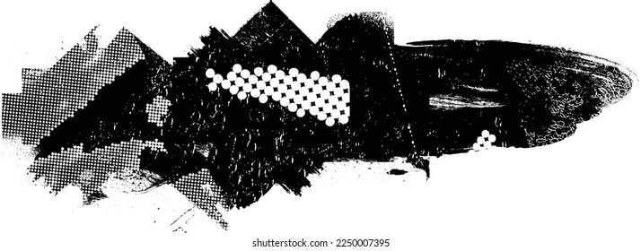 Grunge Paint stripe . Vector brush Stroke . Distressed banner . Black isolated paintbrush collection . Modern Textured shape . Dry border in Black . 