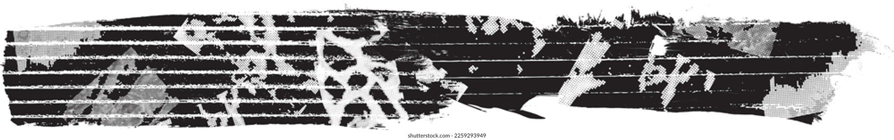 Grunge Paint Stripe . Vektorbürstenstroke . Falsches Banner . Schwarze, isolierte Malpinselsammlung . Moderne Texturierte Form . Trockene Grenze auf Schwarz 