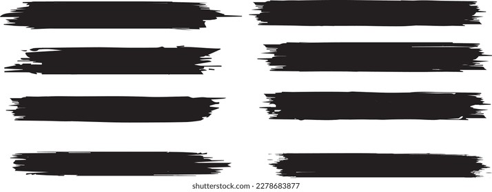 Grunge Paint stripe . Vector brush Stroke . Distressed banner . Black isolated paintbrush collection . Modern Textured shape . Dry border in Black