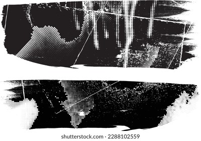 Grunge Paint stripe . Vector brush Stroke . Distressed banner . Black isolated paintbrush collection . Modern Textured shape . Dry border in Black 