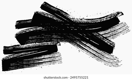 Grunge Paint stripe . Vector brush Stroke . Distressed banner . Black isolated paintbrush collection . Modern Textured shape . Dry border in Black vector, eps8