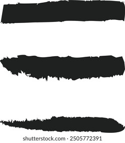 Grunge Paint stripe . Vector brush Stroke . Distressed banner . Black isolated paintbrush collection . Modern Textured shape . Dry border in Black