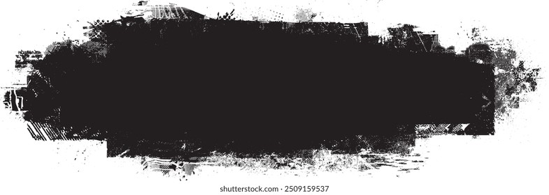 Grunge Paint stripe . Vector brush Stroke . Distressed banner . Black isolated paintbrush collection . Modern Textured shape . Dry border in Black 