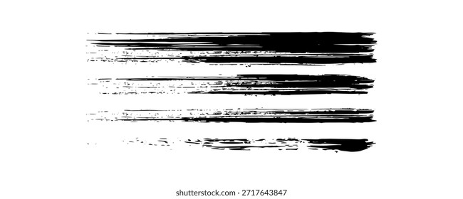 Grunge Paint stripe . Vector brush Stroke . Distressed banner . Black isolated paintbrush collection . Modern Textured shape . Dry border in Black

