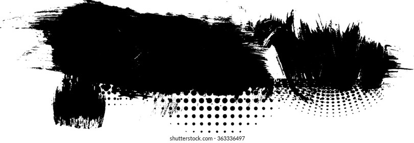 Grunge Paint stripe . Vector brush Stroke . Distressed banner . Black isolated paintbrush collection . Modern Textured shape . Dry border in Black 